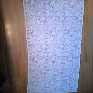 40"x 73" Rectangle White Lace Tablecloth w/ Christmas Theme Bells Design